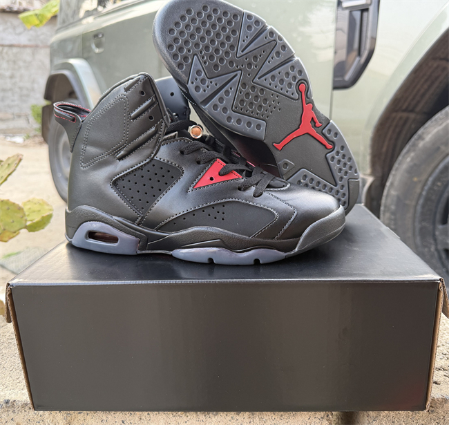 Men's Running Weapon Air Jordan 6 Black Shoes 090